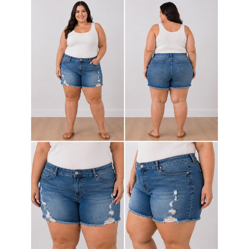 Torrid Denim Distressed Cutoff Shorts Plus Size 30/5X Raw Hem Stretch Jean Short